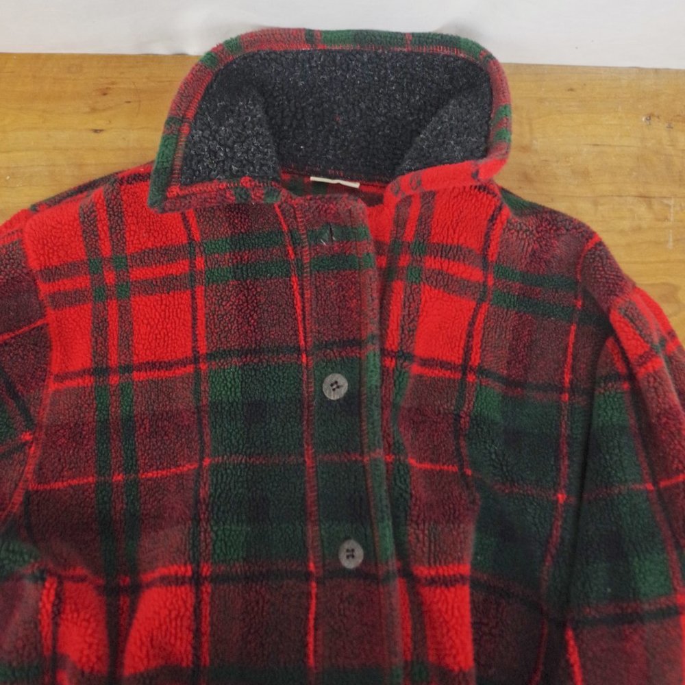 Vintage LL Bean USA Made Plaid Fleece Chore Jacket Ladies' Large - Picture 7 of 10